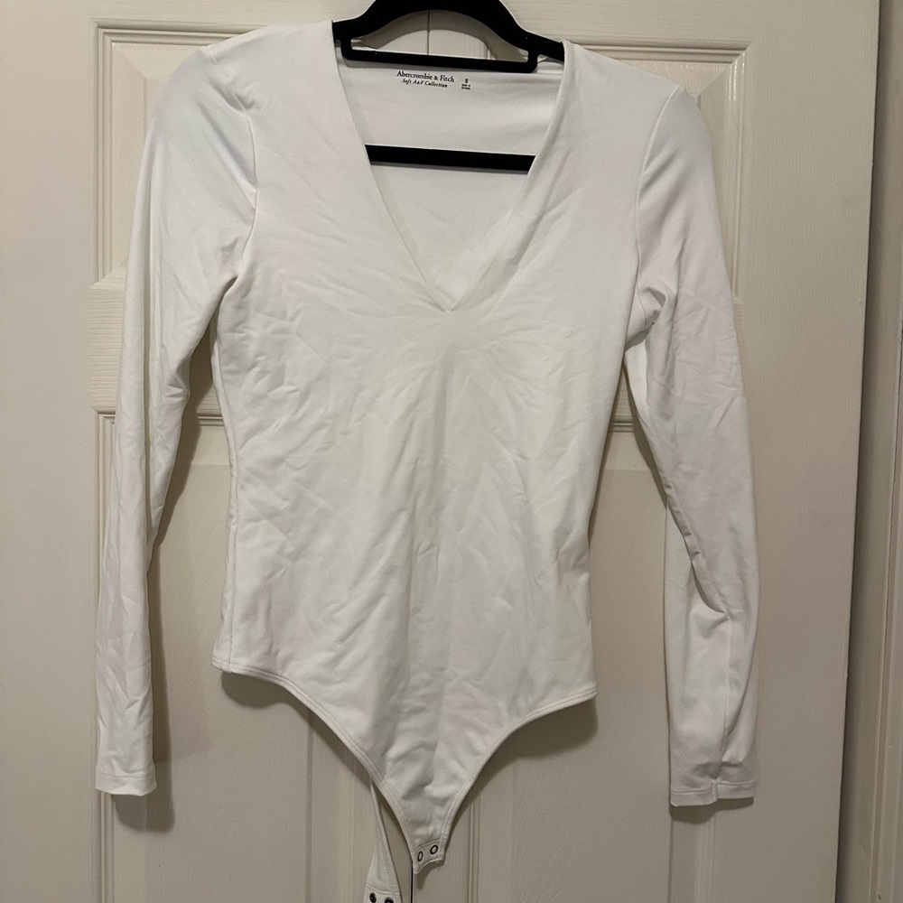Abercrombie & Fitch Classic White Long Sleeve Bodysuit